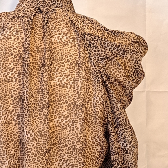 ZARA LEOPARD PRINT PUSSYCAT BOW TIE 90'S STYLE BLOUSE IN BLACK/BROWN SZ M - Picture 12 of 15